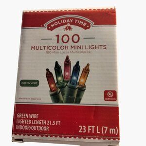 Holiday Time 100 Multicolor Mini Lights Green Wire Indoor Outdoor 23 Ft